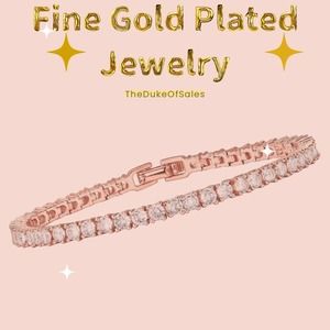 14K Gold Plated silver 3mm Classic Tennis Bracelet |